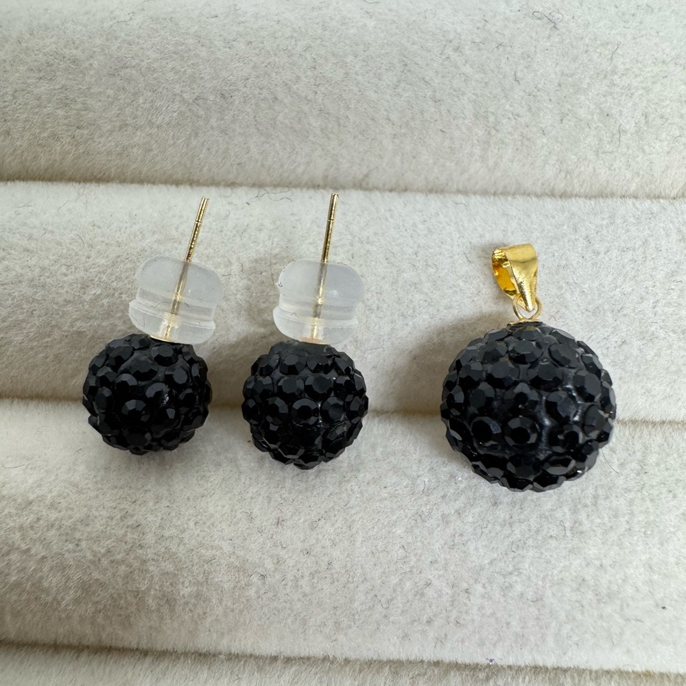 Elegant Black Crystal Jewelry Set